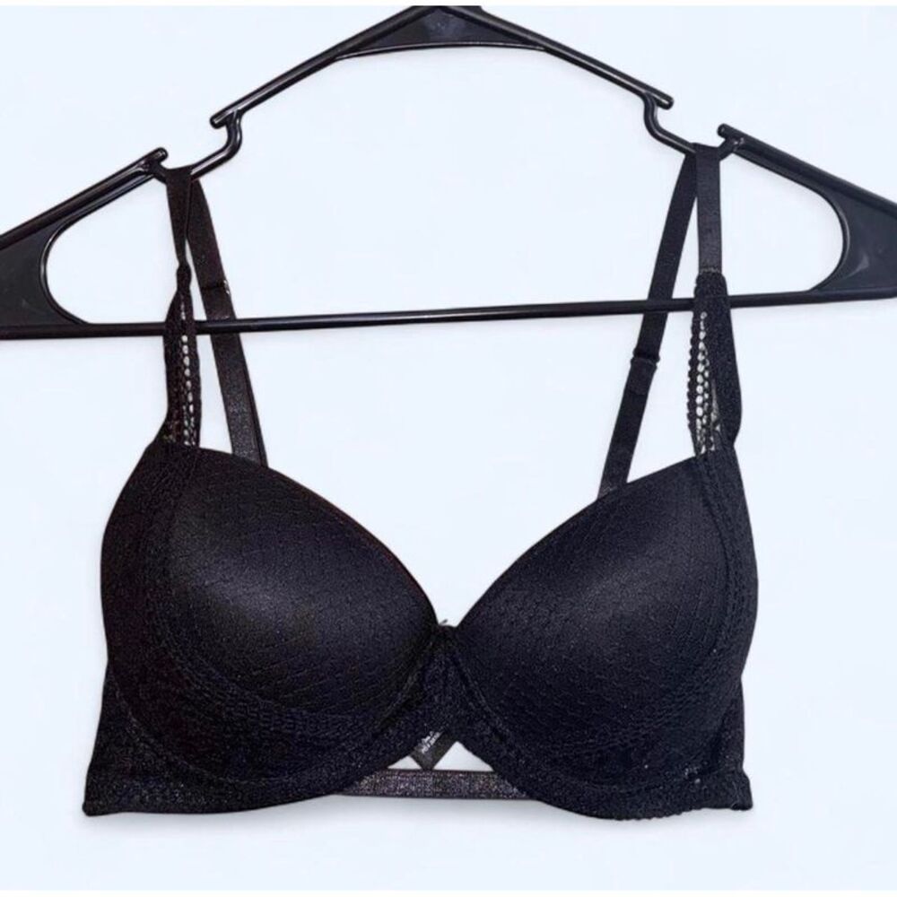 None Black Lace-Trimmed Bra 34C